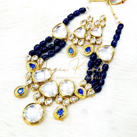 Big blue stone with real kundan set - Satkahon Studio