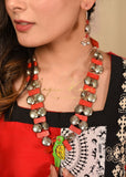 Exclusive metallic & wooden beads combination necklace set - Satkahon Studio