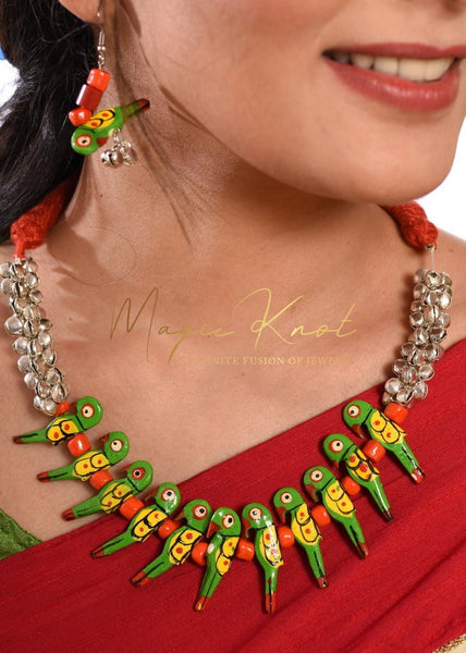 Exclusive wooden & ghungroo pendant necklace - Satkahon Studio